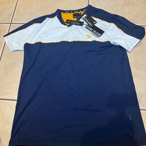 Stone Falcon Men’s Blue and Yellow V Neck Short Sleeve Shirt